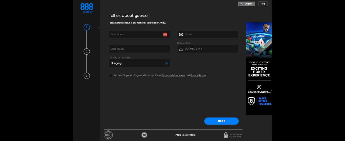 888 Poker regisztráció